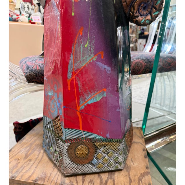 Vintage Large Abstract Sculpture Vase by Kimmberly Ioane Fine Art Pottery 24in For Sale - Image 4 of 7