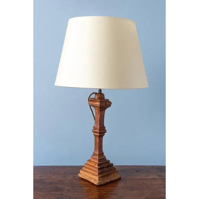 Carved Wood Stepped Table Lamp, 18th Century For Sale - Image 4 of 11