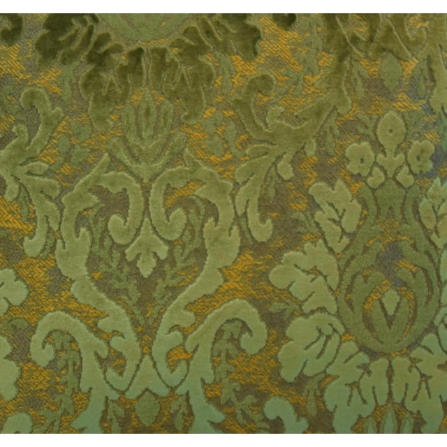 Farmhouse Green Scrolling Botanical Floral Leaves Velvet Pillow Including the Down/Feather Insert 18" Square For Sale - Image 3 of 6