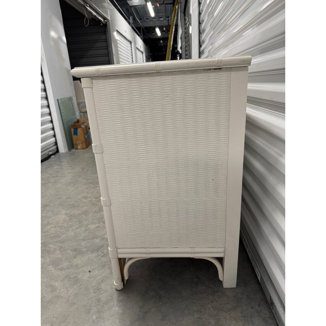 1980s Henry Link Sunburst Wicker and Faux Bamboo Triple Dresser For Sale In Panama City, FL - Image 6 of 9