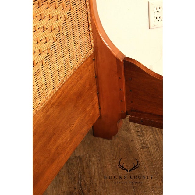 Lexington Cherry And Wicker Queen Sleigh Bed For Sale - Image 16 of 18