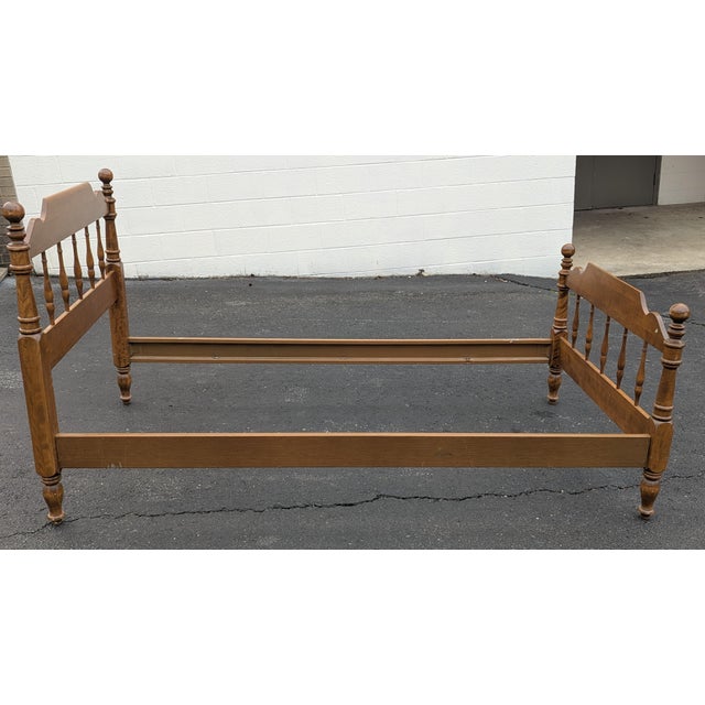 Brown 1980s Ethan Allen Heirloom Collection Traditional Solid Maple Twin Spindle Bed Frame For Sale - Image 8 of 12