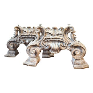 Italian Carved Wooden Architectural Bases, Set of 2 For Sale