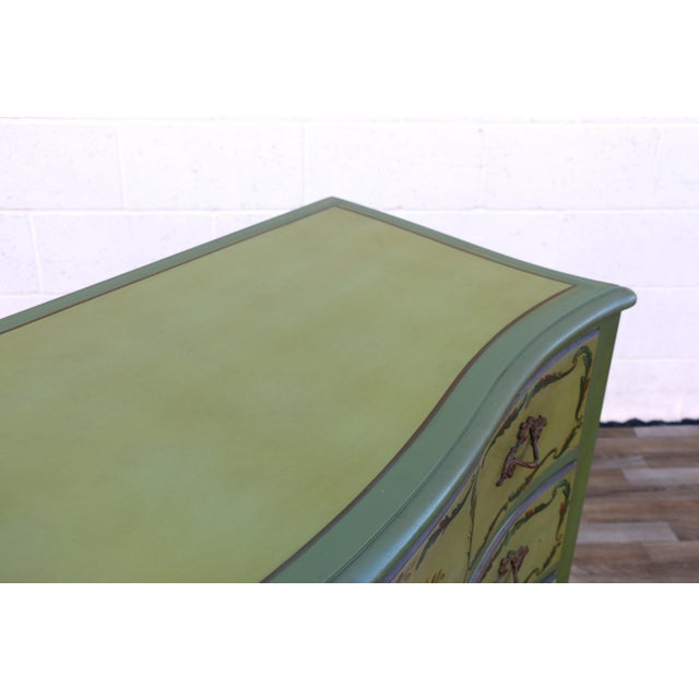 1950s French Provincial Hand-Painted Green Five-Drawer Dresser, Circa 1950s For Sale - Image 5 of 18