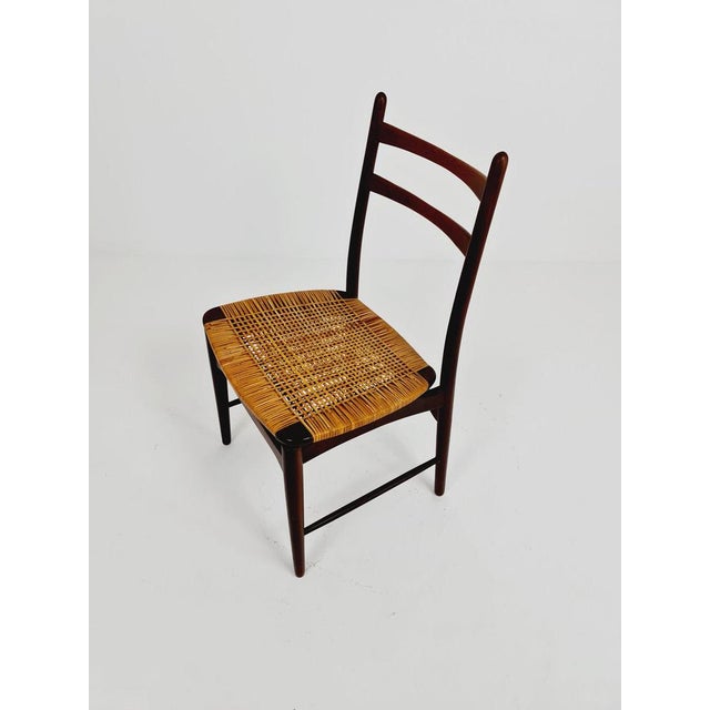 German teak & rattan dining chair by Georg Leowald for wilkhan 1960s, The chair frames are made from solid teak and and...