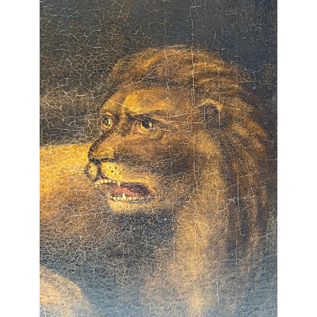 19th Century Biblical Mythology Oil Painting Daniel in the Lions' Den Attributed to Isaac Findler, Signed & Dated 1881 For Sale - Image 10 of 18