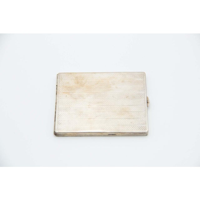 Rectangular Silver Cigarette Case with Guilloche Patterns For Sale - Image 4 of 4