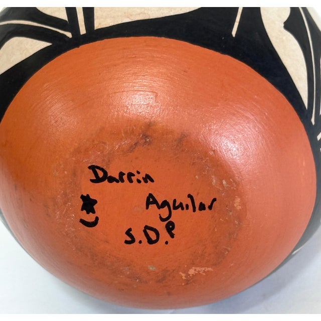 San Domingo (Kewa) Black-on-Cream Pottery Jar by Darrin Aguilar, Circa 1970s For Sale - Image 9 of 9