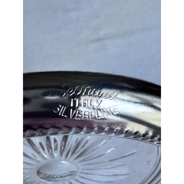 Mid-Century Modern Made in Italy Leonard Florence Silverplate & Crystal Coasters - Set of 8 For Sale - Image 3 of 10