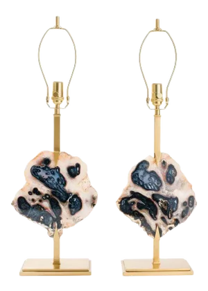 Custom Made Agate Table Lamps - One of a Kind - A Pair