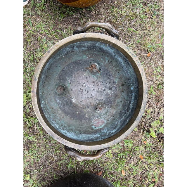Early 20th Century Japanese Cast Bronze Jardinière With Raised Samurai Warrior and Natural Scenes For Sale - Image 4 of 9