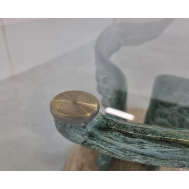 Travertine & Bronze Coffee Table, 1980s For Sale - Image 9 of 11