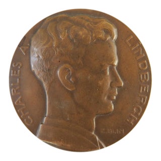1927 Bronze Medallion Charles Lindbergh Spirit of St. Louis For Sale