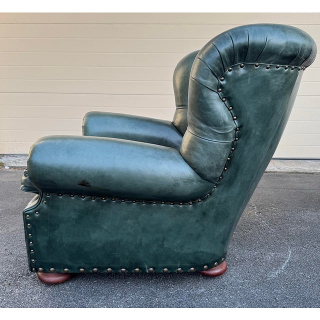 2010s Ralph Lauren Leather Writer’s Chair and Ottoman For Sale - Image 5 of 11