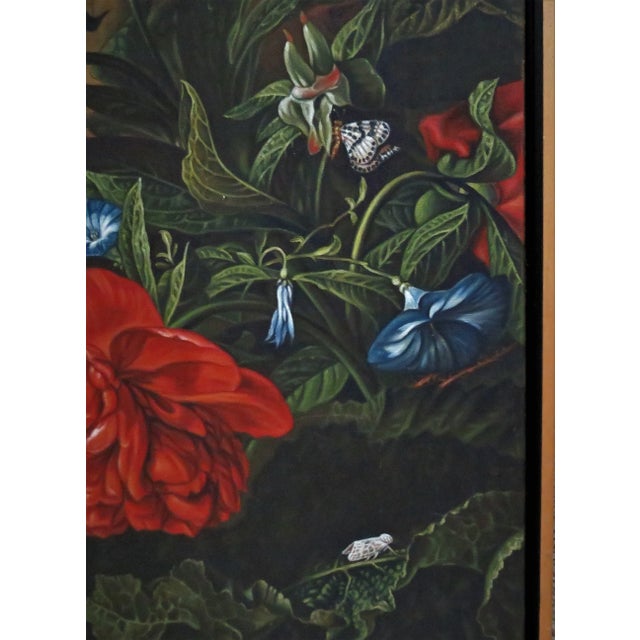 Large Naturalist Surrealist Still Life Painting of Flowers & Insects ...