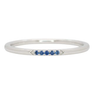 Classic Blue Sapphire Band Ring Crafted in Solid 14k Gold, Fine Jewelry, Size 6.75 For Sale