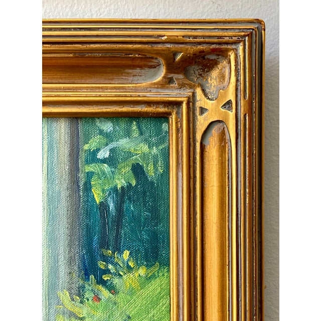 Late 20th Century Pair Modern Impressionist Oil Paintings of Garden by Day & Garden at Dusk, Framed For Sale - Image 12 of 17