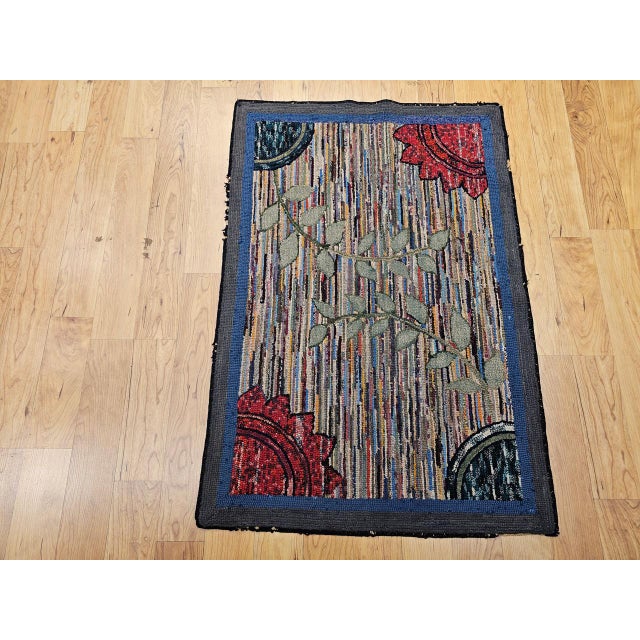 Tan Vintage American Hand-Hooked Rug, Geometric Pattern, Wool & Cotton, American Folk Art, 3x4 For Sale - Image 8 of 18