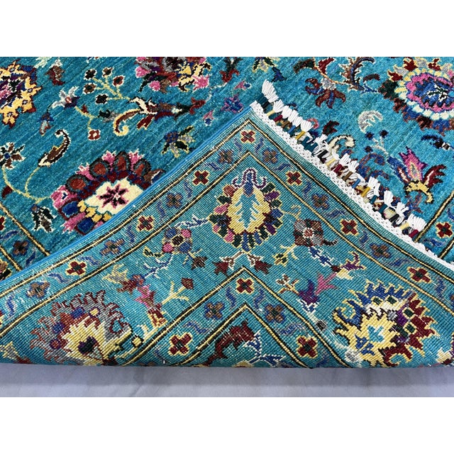 Turquoise Sultani Persian Style Floral Area Rug - 4' X 6' For Sale - Image 6 of 11