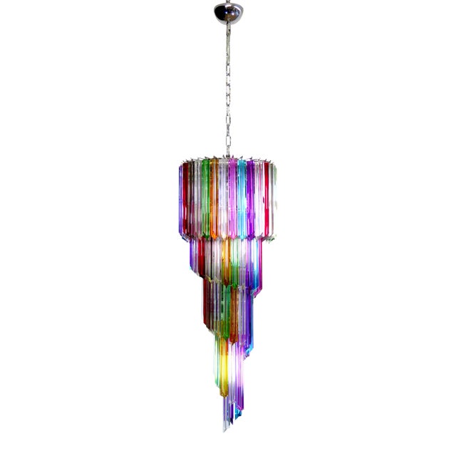 Vintage Italian Multicolored Glass and Metal Mariangela Chandelier, 1983 For Sale