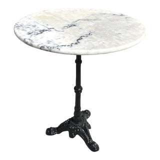 1940s Vintage French Art Deco Cast Iron Marble Top Bistro Dining Table. For Sale