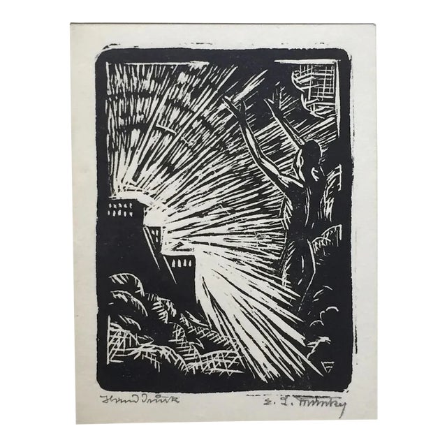 The Evocation - Original Woodcut - Early 20th Century Early 20th Century For Sale