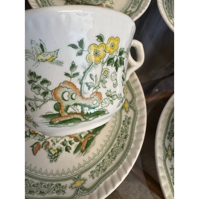 1980s Chinoiserie Tea Cups & Saucers, S/6 For Sale - Image 5 of 7