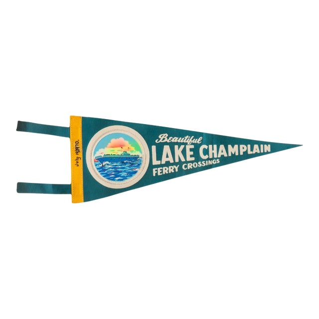 Vintage Lake Champlain Ferry Crossings Felt Flag Pennant For Sale