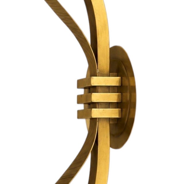 Metal 1940s French Art Deco Brass and Glass Two-Light Wall Sconces - a Pair For Sale - Image 7 of 7