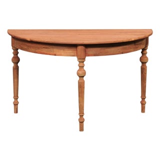 Early 20th Century Swedish Dusty-Red Demi-Lune Table For Sale