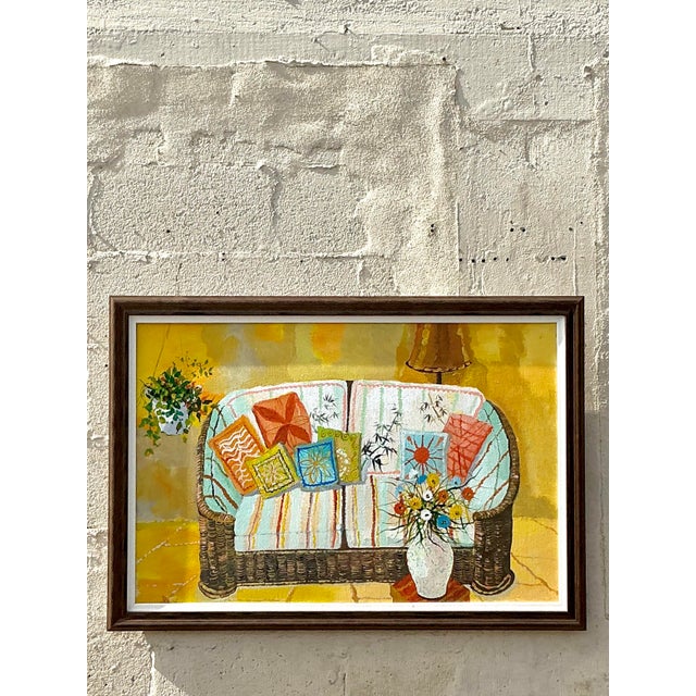 Vintage Boho Original Still Life Painting on Canvas For Sale - Image 4 of 6