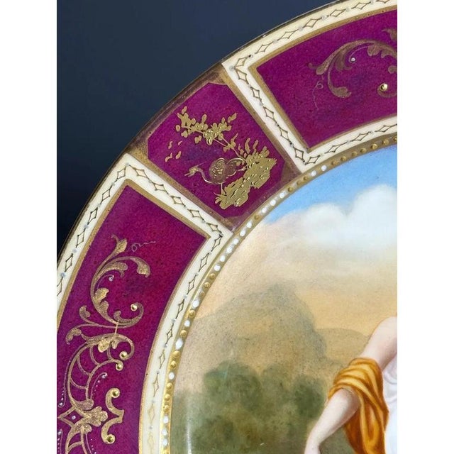 Ceramic Antique Gilded Porcelain Diana Plate from Royal Vienna, 19th Century For Sale - Image 7 of 11