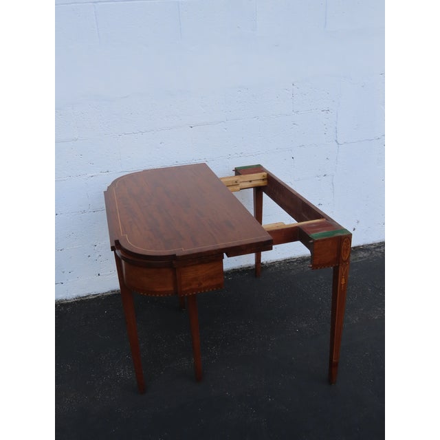 Mahogany Inlay Console Card Dinette Dining Extension Table 6082 For Sale In Miami - Image 6 of 17