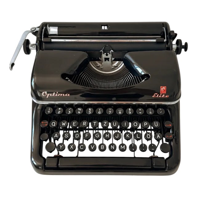 Vintage Optima Elite Black Typewriter, 1950s For Sale