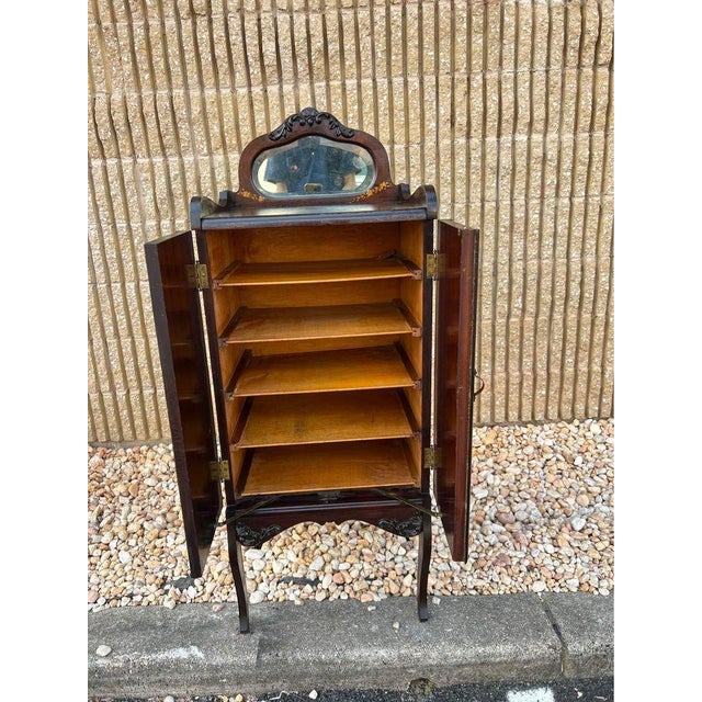 Wood 19th Century Antique Victorian Style Hand Painted Music Storage Cabinet. For Sale - Image 7 of 12