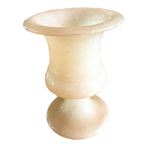 Antique Lathe-Turned Alabaster Vase / Urn – Classical Mortar Form