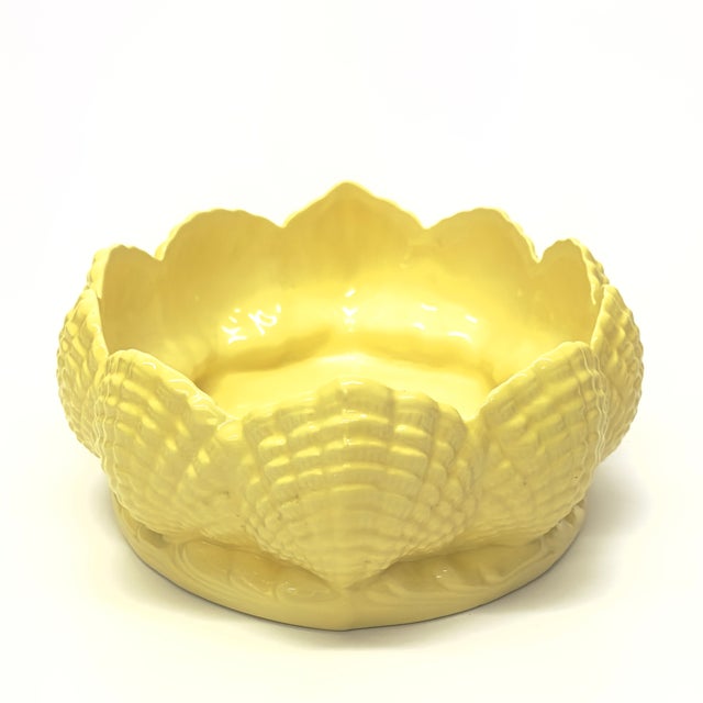 Yellow Vintage Lemon Yellow Ceramic Seashell Bowl For Sale - Image 8 of 12