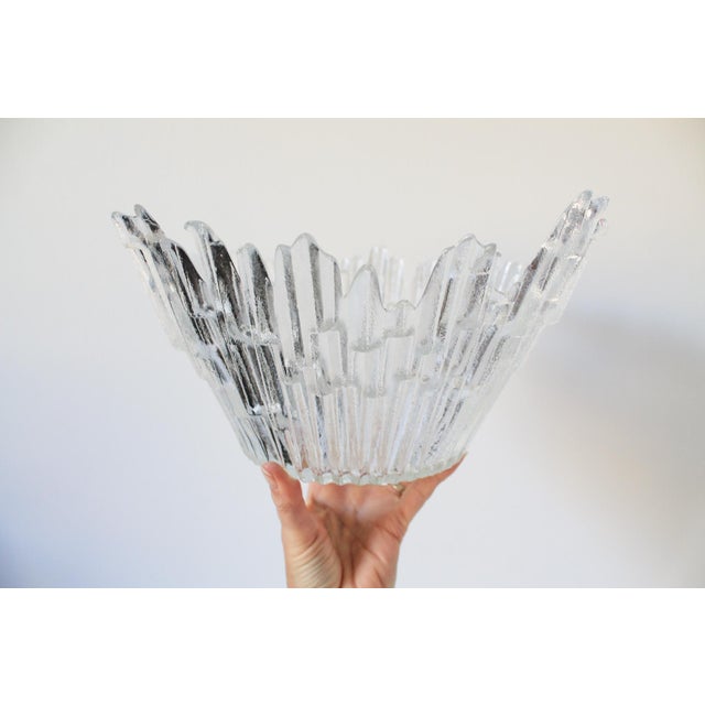 Mid-Century Modern Vintage Humppila Revontulet Ice Glass Centerpiece Bowl Tauno Wirkkala For Sale - Image 3 of 7