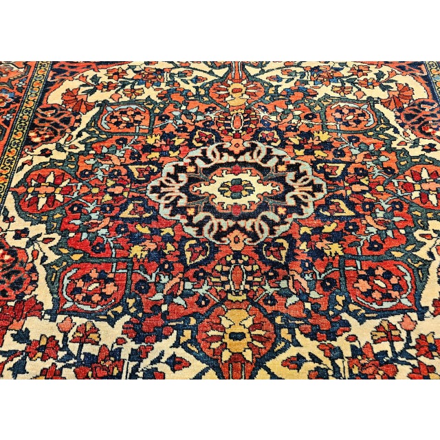 19th Century Farahan Sarouk Rug, Hand-Knotted Wool, Floral Medallion Pattern, Ivory & Red, 4x5 For Sale - Image 11 of 15