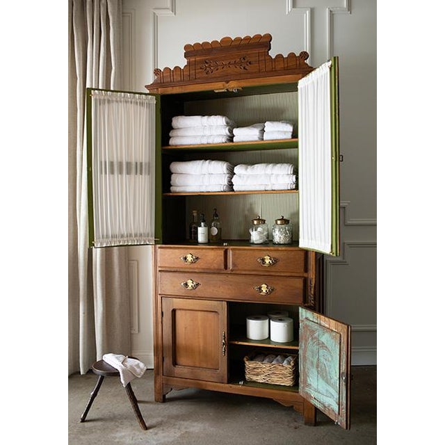 Farmhouse Antique Country Storage Cupboard or Linen Press For Sale - Image 3 of 18