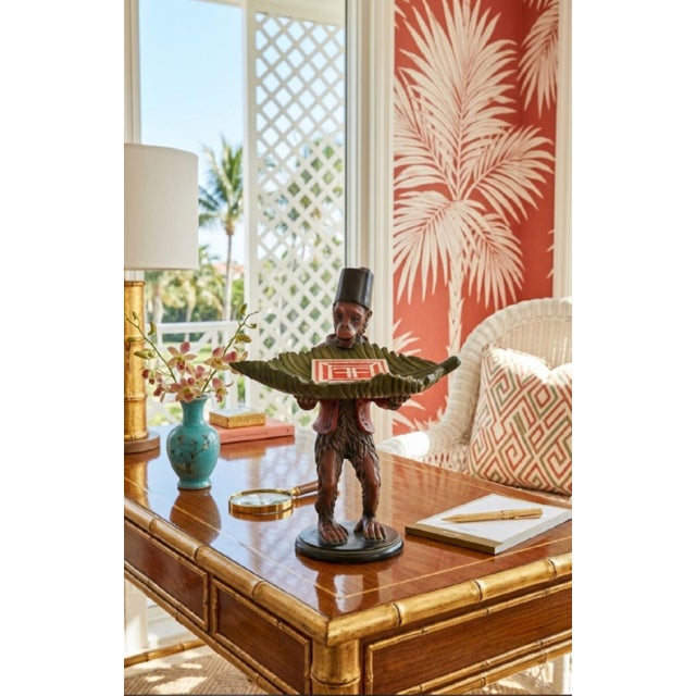 Vintage Monkey Butler Palm Beach Regency Style Catchall Card Holder For Sale - Image 10 of 10