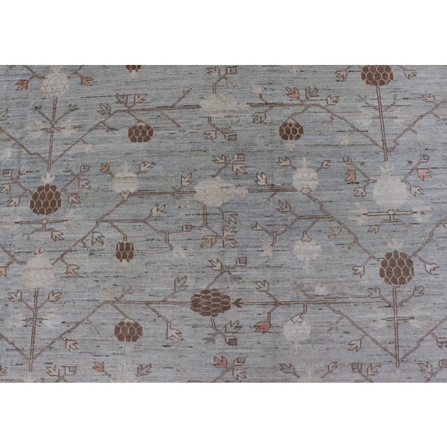 Large All-Over Design Khotan Rug in Grey Blue, Light Brown, Ivory & Taupe For Sale - Image 9 of 15