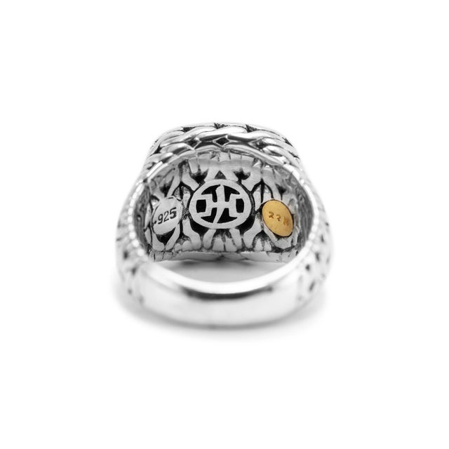 John Hardy Palu 22k Yellow Gold & 925 Sterling Silver Hammered Cocktail Ring, Size 5 For Sale In Houston - Image 6 of 8