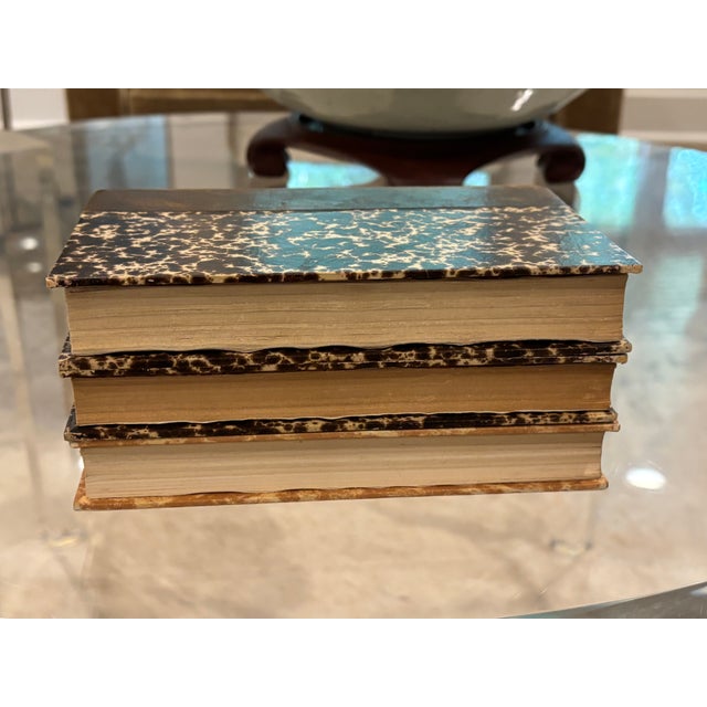 Animal Skin Vintage French Cognac Leather Bound Books by Pierre Benoit - Set of 3 For Sale - Image 7 of 13