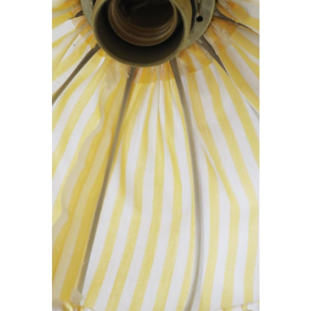 Swedish Wall Lamp in Pine Wood with Yellow and White Fabric Shade, 1980s For Sale - Image 13 of 18