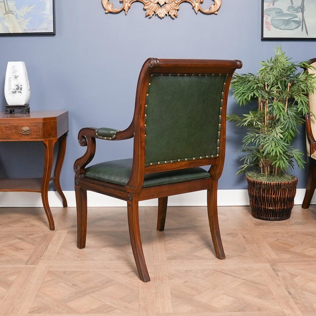 2020s Niagara Furniture Green Leather Chair For Sale - Image 5 of 12