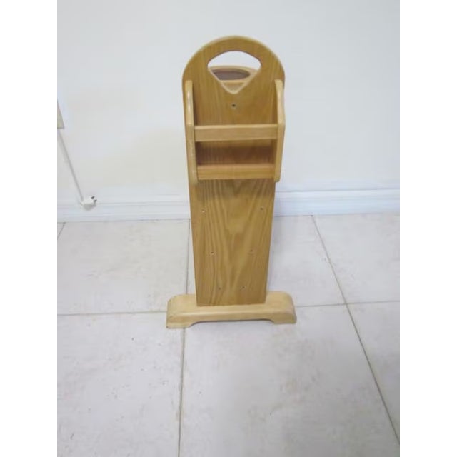 Vintage Wood Magazine Rack Side End Table With Cup Holder Brown Freestanding For Sale In Naples, FL - Image 6 of 7