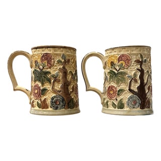 Vintage Staffordshire Pottery Indian Tree Mugs / Tankards, a Pair For Sale