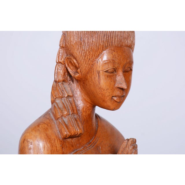 Asian Sculpture in Lacquered Wood, 1950s For Sale - Image 4 of 11