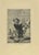 Duendecitos is a black and White aquatint, drypoint, and etching printed in blue-black ink on laid paper from Caprichos...
